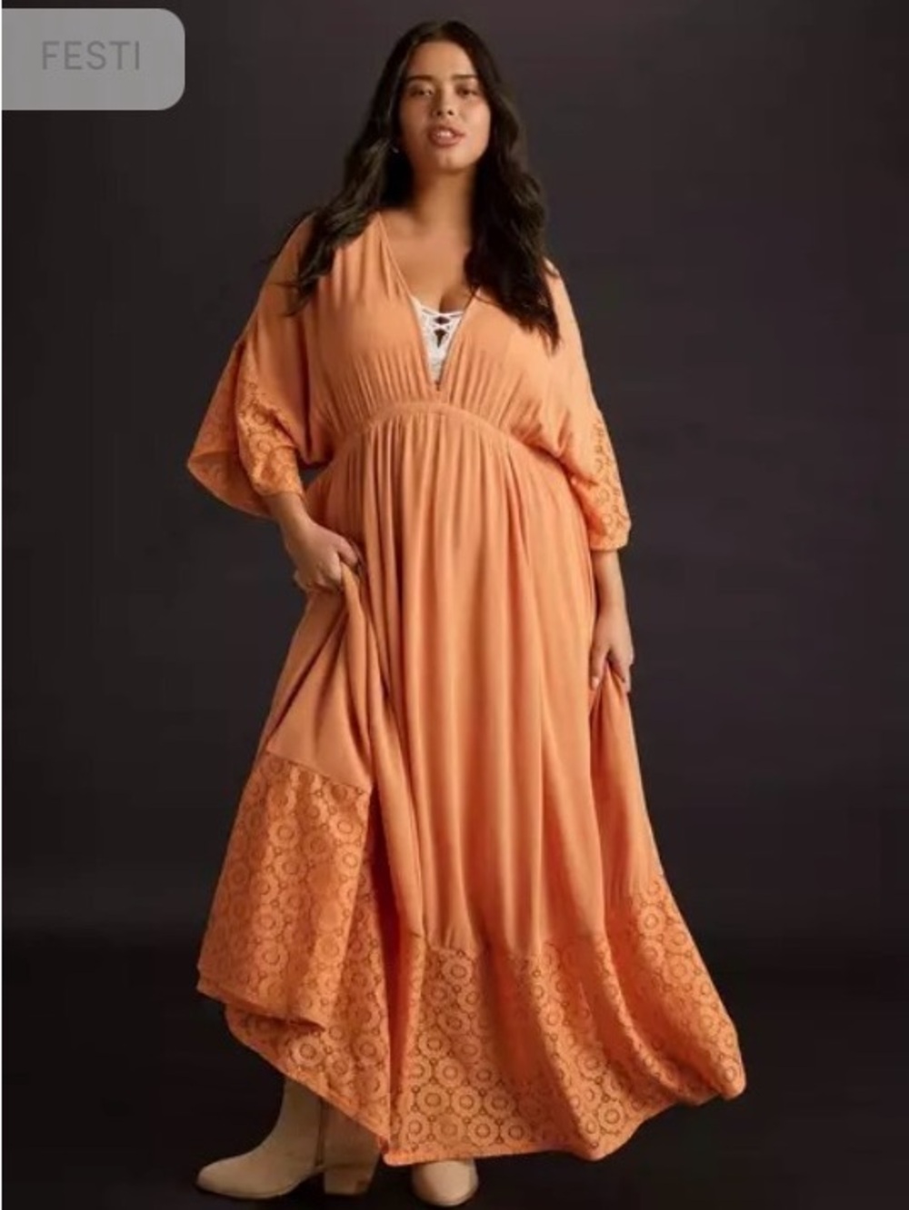 Torrid FESTI Boho Maxi Dress with Lace Trim